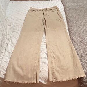 Zenana Outfitters Beige Flare Jeans